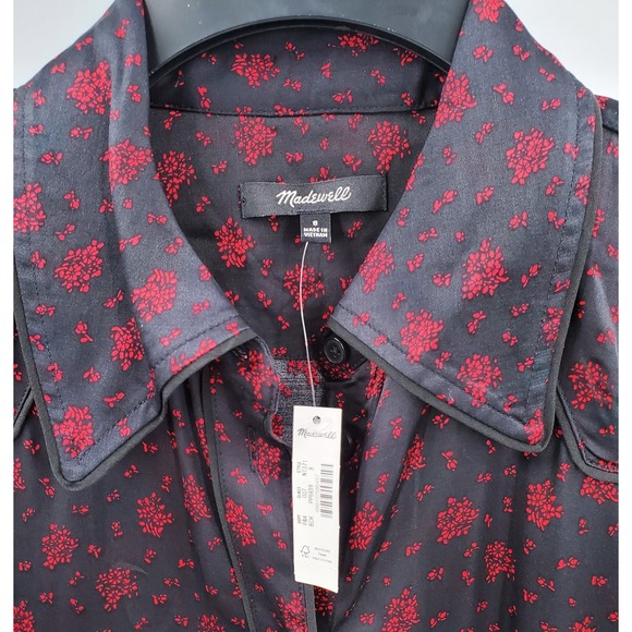 Madewell Button Front Midi Shirtdress Floral Viscose Satin Size 8 NEW NT371 B10 - Picture 4 of 5
